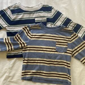 Pack of 2 Hanna Anderson 100% cotton striped long sleeve shirts with pocket 2T